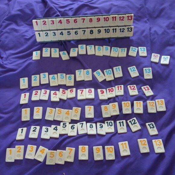 Complete Set of Rummy Tiles, Two Jokers, Four Stands and Carrying Case - Picture 5 of 15